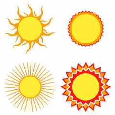 集太阳设计元素向量插图