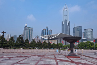 现代办公室建筑上海浦东中国天际线