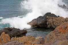 大岛海岸线熔岩岩石夏威夷岛屿
