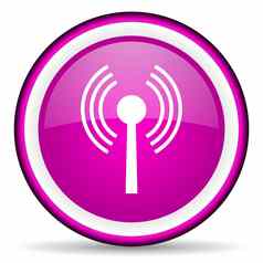 无线网络紫罗兰色的光滑的图标白色背景