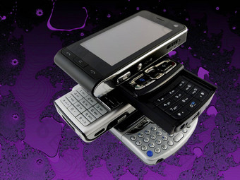堆栈现代移动<strong>手机</strong>紫色的明亮的分形