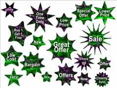绿色紫色的特殊的提供出售贴纸网站