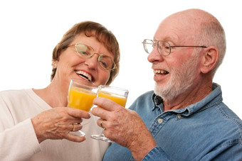 快乐高级夫妇眼镜橙色汁