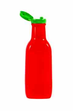 开放番茄番茄酱酱汁瓶孤立的白色