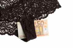 女人的内裤欧元孤立的白色背景
