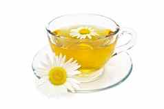 Herbal茶玻璃杯雏菊