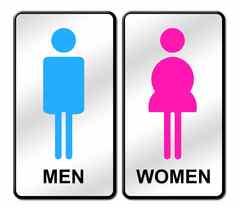 彩色的男人。女人厕所标志