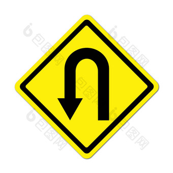 黄色的警告标志大<strong>转变</strong>roadsign