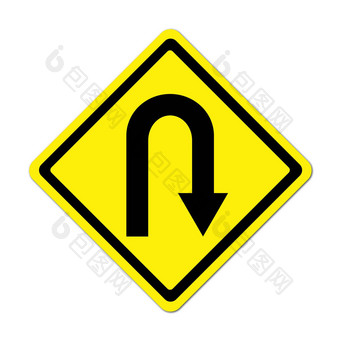 黄色的警告标志大<strong>转变</strong>roadsign