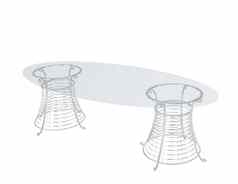 清晰的玻璃椭圆形餐厅表格插图