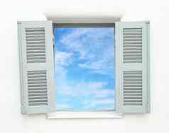 希腊风格窗户蓝色的天空