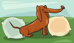 可爱的达克斯猎犬狗卡通插图