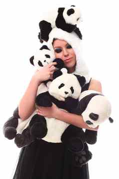 女人熊猫西装熊猫