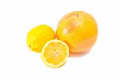 多汁的柠檬葡萄柚白色