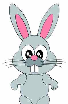 卡通微笑复活节兔子字符插图孤立的白色背景