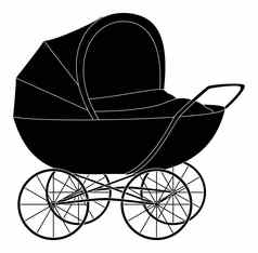 婴儿婴儿车黑色的轮廓