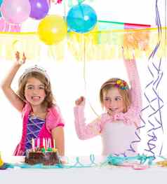 孩子们快乐生日聚会，派对女孩气球