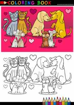 动物爱卡通着色书