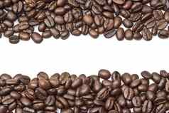 咖啡豆子条纹孤立的白色背景复制空间