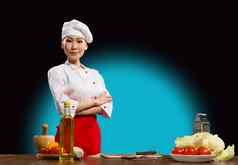 肖像亚洲女人厨师