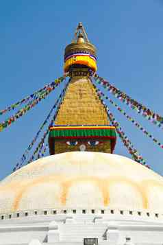 佛塔斯瓦扬布纳特寺庙蓝色的天空加德满都