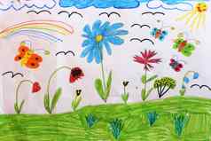 孩子们的画蝴蝶花
