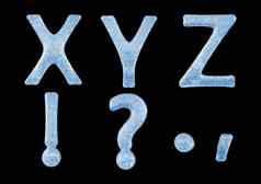 大写字母x y z莱特斯口音冻冰类型孤立的