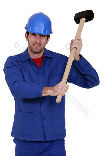 建设工人持有锤