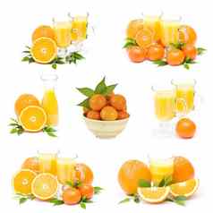 橙色汁新鲜的水果拼贴画