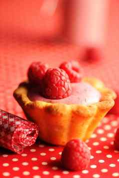 蛋糕树莓酸奶甜点