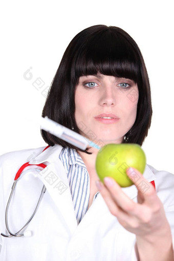 护士<strong>注射注射</strong>器苹果