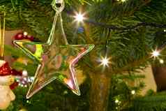 圣诞节明星挂圣诞节树
