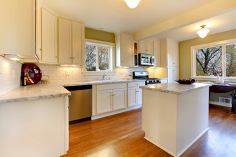 白色绿色厨房奢侈品设计大理石工作台面