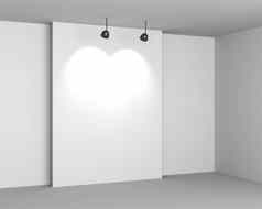 画廊白色室内空桌子上灯