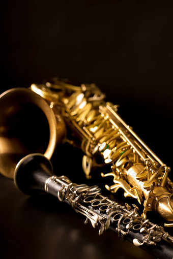 经典音乐sax男高音萨克斯风单簧管黑色的