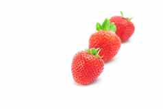 大多汁的红色的成熟的草莓孤立的白色