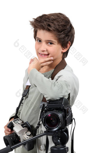 男孩穿着摄影师