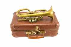 手提箱古董黄铜音乐的仪器