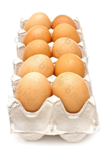 棕色（的）鸡蛋纸<strong>箱包</strong>白色背景