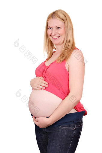 怀孕了女人白色背景