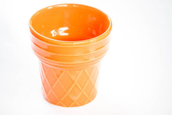 橙色陶瓷植物能孤立的白色背景