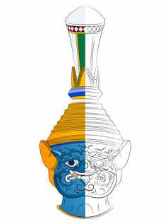 头巨大的草图泰国艺术风格