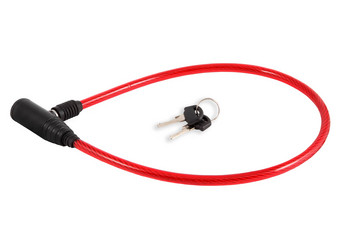 锁自行车摩托车钢电缆红色的塑料