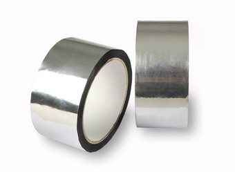 铝胶粘剂磁带金属箔胶粘剂磁带照片卷金属辛孤立的图像白色背景