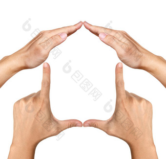 人类手使房子形状