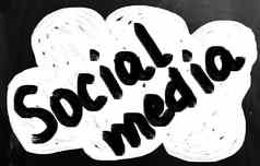 社会媒体概念文本手写的黑板上