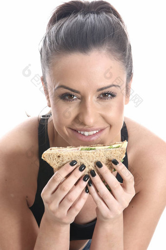模型<strong>发布</strong>年轻的女人吃三明治
