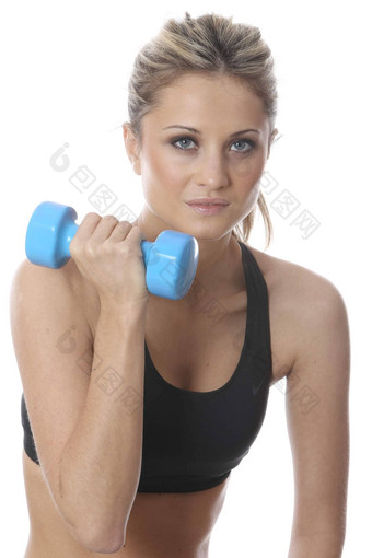 模型<strong>发布</strong>年轻的女人锻炼哑铃权重