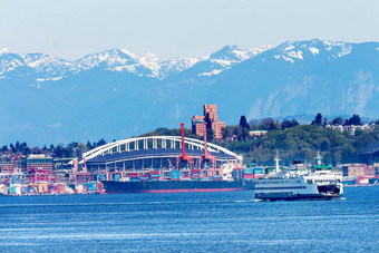 西雅图华盛顿港口渡船起重机华盛顿