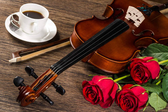 小提琴玫瑰咖啡音乐书